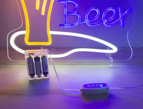 Image of Portable Battery Pack with Timer for 5V USB Neon Signs, Battery Box with USB Female Port for 5V LED Lights, Auto 2 /4 /8-Hour Shut-Off Cycle, Set Timer, Save Power