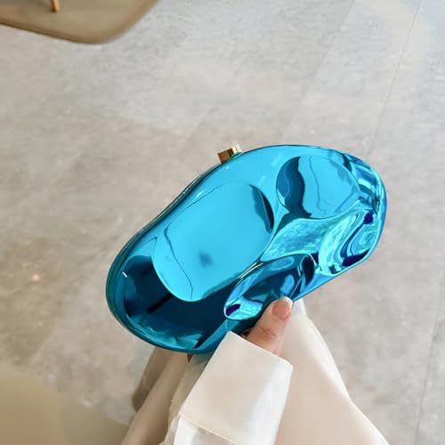 Image of Acrylic Silver Evening Clutch Purse for Women, Wedding Guest Clutch Metal Chain Shoulder Crossbody Bag