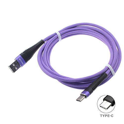 Purple Braided 10Ft Long Type-C Usb Cable Wire Sync Usb-C Power Cord [Fast Charging Support] [High Speed] Compatible With Blackberry Keyone - Blackberry Motion - Blu Vivo 5 - Blu Vivo Xi Plus #TOP2