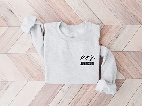 Mrs Sweatshirt - Custom Mrs Sweatshirt - New Mrs - Honeymoon Pajamas - Wedding Gift - Engagement Gift - Fiancee Gift Multiple Colors3