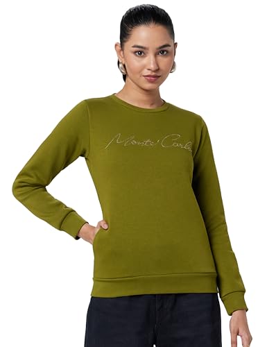Image of Monte Carlo Embroidered Cotton Blend Round Neck Womens Sweatshirt