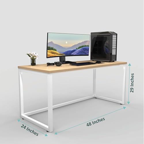 Image of Honey Touch Lizon Metal & Wood Workstation Desk | 1200mm x 600mm Top Size | 122 x 61 x 73 cm (L x W x H) | Modern Computer Table for Home Office & Work from Home | Heavy Duty Study Desk