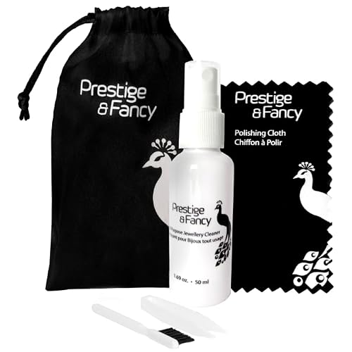 Premium Jewelry Cleaning Travel Kit, Jewelry Cleaner Solution Spray, and Polishing Cloth, Restore Brilliance to All Jewelry, Gold and Silver, Diamond Ring and Earring Cleaner 1.69 OZ