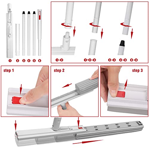 Midyb Sponge Mop, Self Squeeze Sponge Mops With Telescopic Handle & 2 Pva Absorption Head, Flat Floor Mops For Home Commercial Use, Cleaning Tile Floor Bathroom Garage #TOP6