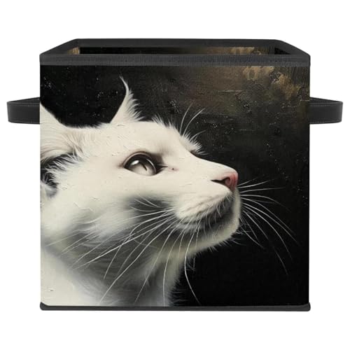 Panier de rangement chat blanc pliable avec double poignées solides en Oxford - 2