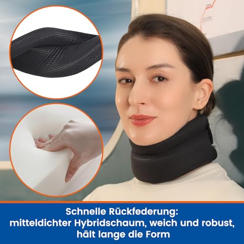 Willcom Nackenstütze für Nackenschmerzen Unterstützung, Weich Halskrause für Schlafen, Wirbel Ausrichten und Stabilisieren, Entlastet Druck in der Wirbelsäule (Schwarz, Medium, 29-35CM)