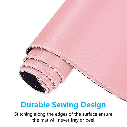 Dapesuom Large Gaming Mouse Pad, Extended Mousepad With Stitched Edges, Water Resist Keyboard Pad With Non-Slip Base, Big Xxl Mousepad Desk Mat For Gamer, Laptop, Computer, Office, 31.5X15.7In, Pink #TOP4