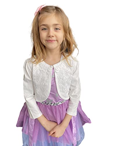 Yealoo Bolero Jäckchen Mädchen Strickjacke Lange Ärmel mit Spitze Kinder...