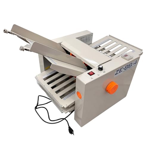 Yokoma Automatic Paper Folding Machine Digital Electric Document Folder Electronic Counter with 4 Folding Plates 262ft/min Z-Fold, Half-fold, Letter Fold for Manuals Document