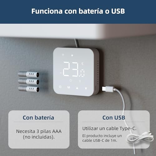Termostato de batería de 2 Hilos. Termostato Wi-Fi programable Diariamente. Controlable de Forma remota a través de Tuya o Smart Life. Compatible con Google Assistant y Alexa. - imagen 6