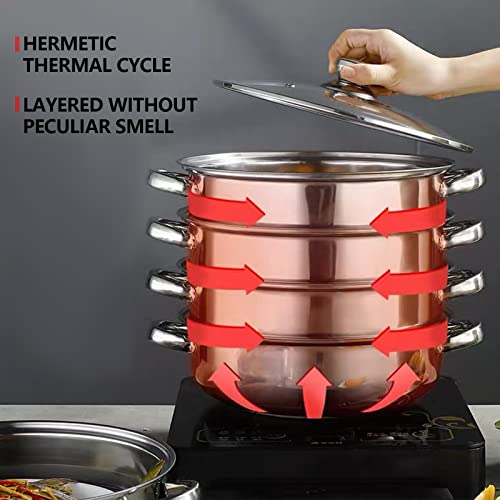 4 Piece Stainless Steel Steamer Pot Set with Glass Lid and handle,for Steamer Cooking,Casserole,Saucepan (4 layer) by FEOOWV - Image 9