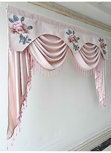 Cenefa de cascada bordada para salón con diseño de ondas y panel de cortina elegante 6