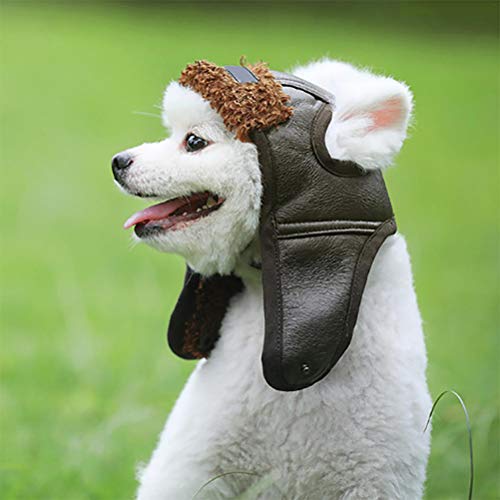 Pilotenhut für Hunde, Winterpilotenmütze mit Ohrenklappen für kaltes Wetter (braun)