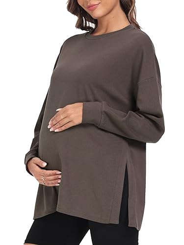 Love2Mi Camiseta de maternidad de manga larga para mujer, gris, S
