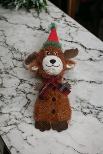 Dog Interactive Christmas Pet Plush Chew Toy Squeak Honking Santa Snowman Reindeer Penguin Turkey Dog Toys Soft Natural Corduroy Stuffed Dog Pet Xmas Toy Gift (Rudolph TPR Arms & Legs) - Image 4