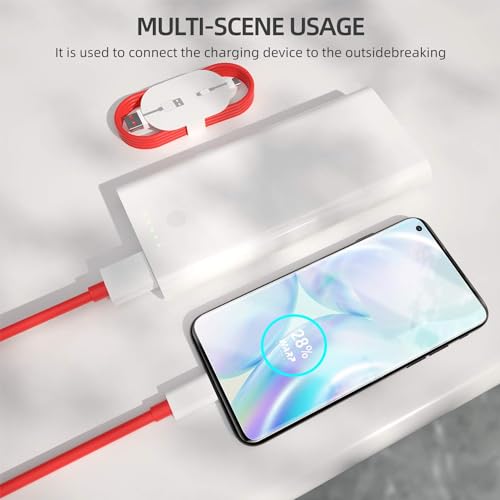 Image of Oneplus USB A to Type C Charging Mobile Data Cable for Oneplus 12 /12R /11 /11R /10 Pro /10R /10T /9 /9R /9Rt /8 /8T /7 /6 /Nord 3 /Ce 4 /Ce3 /Ce 3 Lite /2T /Ce 2 /Ce2 Lite 5G /Open Support Warp /Dash /SuperVooc 80W, Red