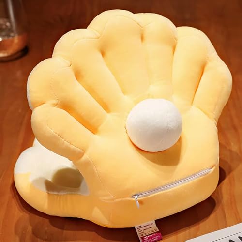 LXQJY Four Seasons Utile Shell Ice Silk Coussin de Sommeil en Peluche Soft Fill Bed Sofa Car Sleep Pillow-Jaune