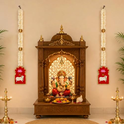 Image of SpecialYou Ganpati Decoration Setup for Home Decor With Set of 2 Cow Lotus Wall Hanging Decoration, Ganapati Decoration Items for Home, Wall Decor Items for Living Room