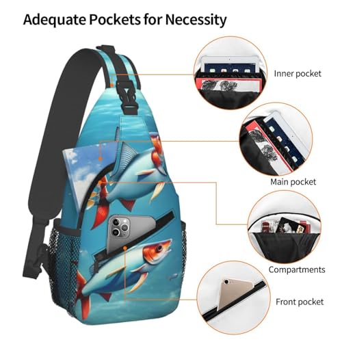 Mochila de hombro MYPIKY con estampado pez volador oceánico miniatura 4