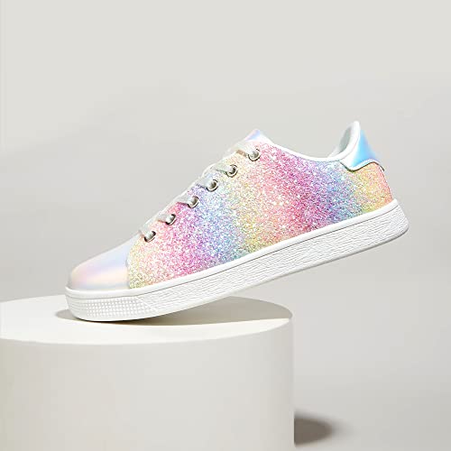 Image of LUCKY STEP Glitter Shoes Sparkly Bling Shiny Bedazzled Lace up Fashion Sneakers for Women