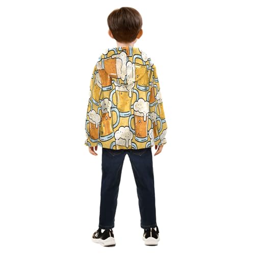 Beer Mugs Pattern Repeated Background Toddler Fleece Jacket Girl Boys Hooded Fleece Jacket Coat4