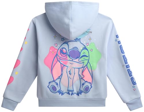 Image of Disney Lilo and Stitch Girls Cozy Fleece Zip Up Graphic Hoodie Sweatshirt
