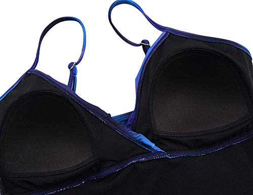 Image of Hilor Women's Tankini Tops Shirred Ruffled Swimsuits V Neck Swimwear Top