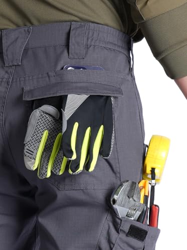 SPOSULEI Cargohose Herren Leichte Outdoor Wanderhose Arbeitshosen Männer Ripstop Taktische Hose Sommer mit Multi Taschen Dunkelgrau 34Wx34L