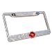 Carfond 7 Row Pure Handmade Waterproof Bling Bling Rhinestones Stainless Steel License Plate Frame with 2 Holes Bonus Matching Screws & Caps (clear/red lip)