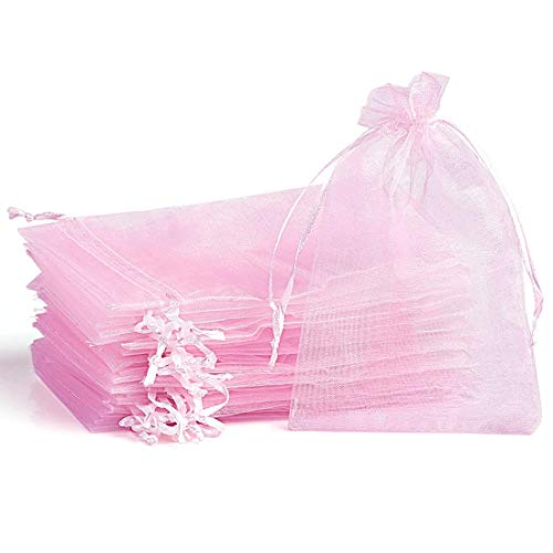 SenPuSi 100 Piezas Bolsas de Organza, Bolsas de Regalo de Organza con cordón para Joyas para Boda Favores y Joyas, Bolsas de Regalo, Bolsas de Dulces (8 * 10cm)