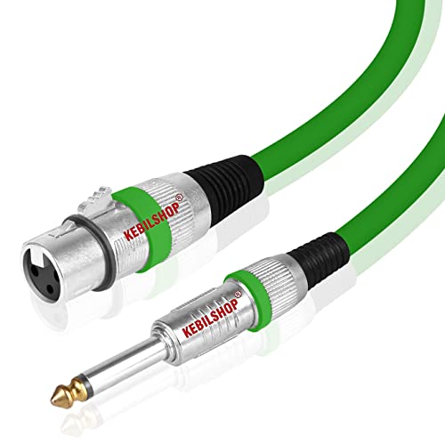 Image of Microphone Cable 3 Pin XLR Female to 1 /4 inch TS 6.35 mm Male 5 Meter /16 Feet, TRS to XLR Female Cable For Dynamic Microphone,Amplifier... (GREEN)