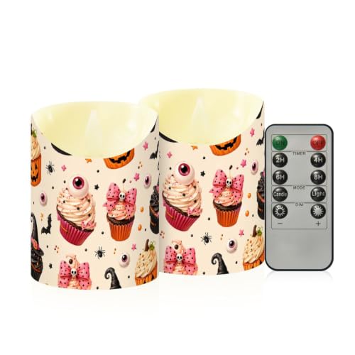 Velas LED de Halloween con forma de cupcake y mando, pack de 2 2