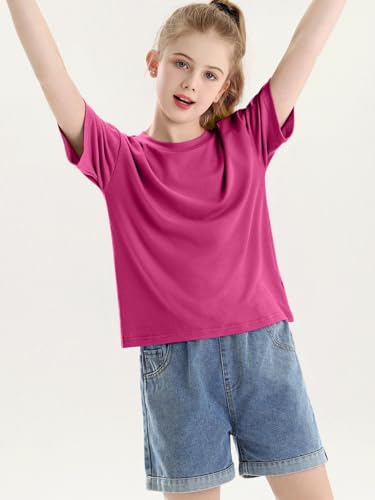 Image of Girls Short Sleeve T Shirts Kids Summer Crewneck Tops Basic Tees 5-14 Years