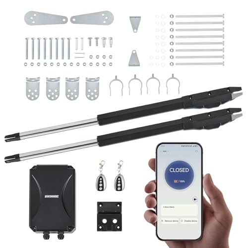 CO-Z Smart Automatic Gate Opener Kit, App Compatible Dual Swing Gate Opener for Doors up to 880lb *2, with Remote Controls & Release Keys, Electric Gate Opening System for Driveway Home