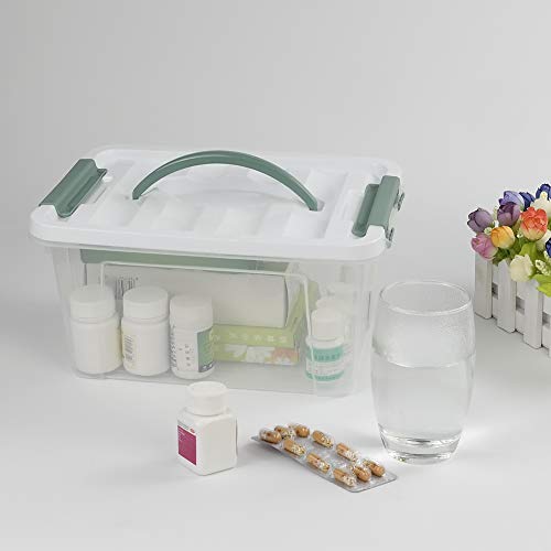 Saedy 6 Quart Clear Plastic Multipurpose Lidded Storage Container Box Bin With Handle, 2-Pack #TOP4