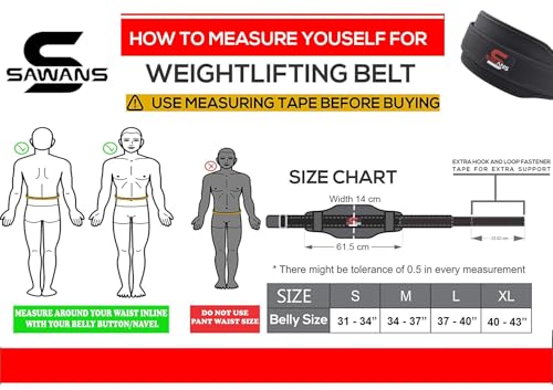 SAWANS Pas do podnoszenia ciężarów siłownia trening fitness podwójna siła neopren 14 cm kulturystyka pas treningowy mężczyźni kobiety wsparcie trójbój siłowy przysiady martwy ciąg, sprzęt (czarny, S)