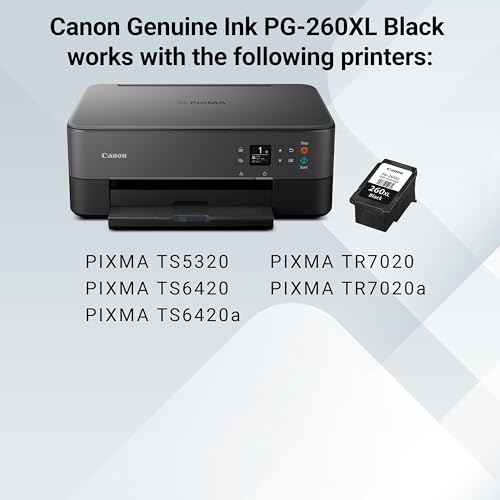 Image of Canon PG-260 XL Genuine Black Ink Cartridge,Compatible with TS5320 /6420 /6420a,TR7020 /7020a,(Pack of 2)
