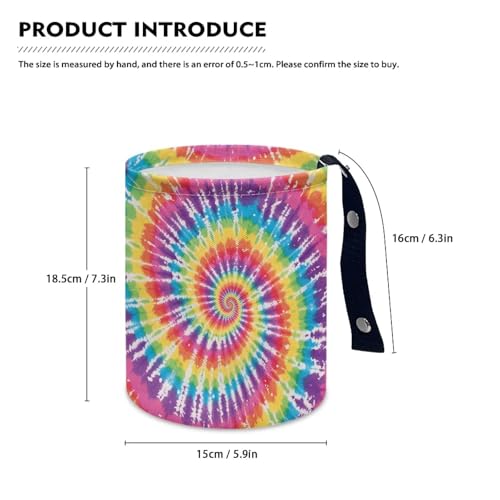 Image of Colorful Tie Dye Collapsible Waste Basket Bin Car Trash Can Bags Small Trash Can Car Accessories Interior for Car SUV Trucks
