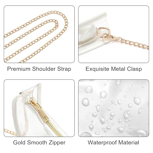 NEOREAL Clear Bag for Stadium Events, Small Crescent Underarm Purse, Shoulder Bag Handbag for Women Transparent, Concert Bag4