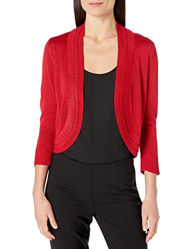 Ronni Nicole Women's Lurex Triple Collar Shrug, Poppy Red, Small