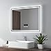 Produktbild EMKE LED Badspiegel 80x60cm Wandspiegel Beleuchtung Badezimmerspiegel mit Bluetooth 4.1 Lautsprecher, Touchschalter, Beschlagfrei, Uhr