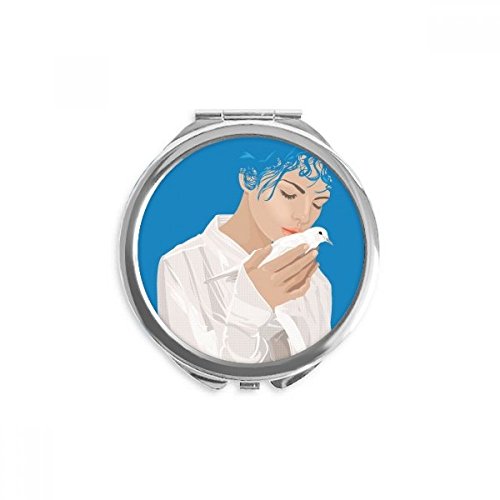 Miroir anti-guerre bleu paix fille motif rond de poche, un petit cadeau symbolique