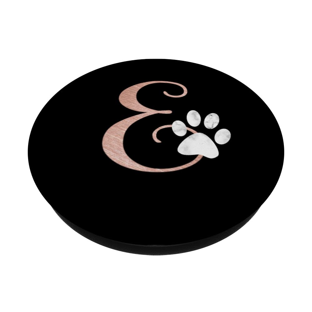 PopSockets Letter E Rose Pink, White Cat, Dog Paw Monogram, Initial E PopSockets PopGrip: Swappable Grip For Phones & Tablets - View #9