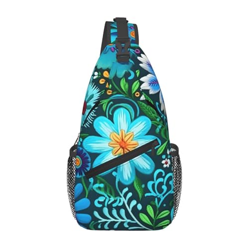 Colorful Flowers Floral Sling Backpack Unisex Crossbody Chest Bag Shoulder Chest Bag For Women Men Hiking Travel