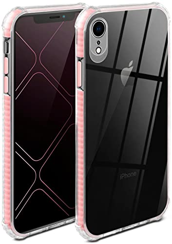 Coque iPhone XR silicone transparent et design rose avec relief de protection