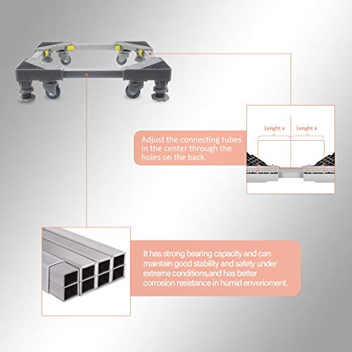 image for Allesin Furniture Dolly Rollers Adjustable Movable Base with 4 Rubber 