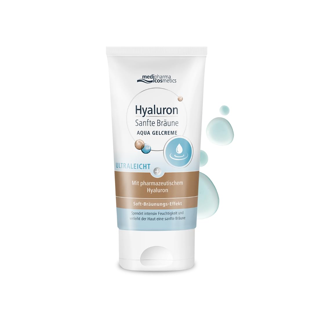 Hyaluron Sanfte Bräune Aqua Gelcreme - mit ultraleichter Textur und Bräunungseffekt - feuchtigkeitsspendend und pflegend - medipharma cosmetics - 150 ml