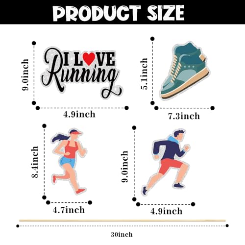 Image of Set of 16 Running Theme Centerpiece Sticks - Track, Cross Country or Marathon Party Centerpiece Table Toppers - Sports Theme Decoration Supplies