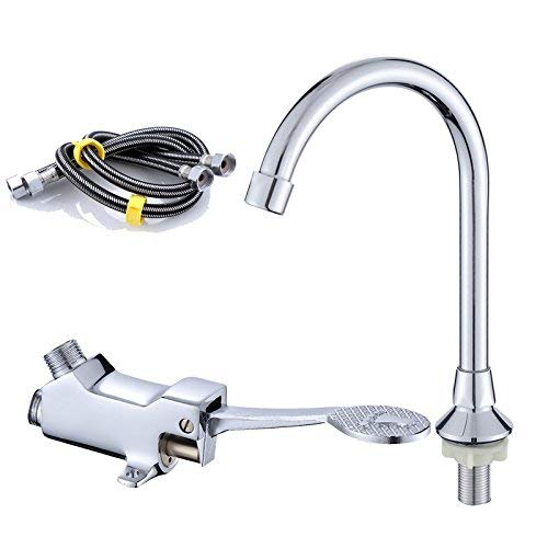Grifos de Agua, Interruptor de Salud Grifo Tipo pie VAE Pasos Grifo Laboratorio Hospital Fábrica de Alimentos Fregadero Grifo de Agua fría Grifo de Agua, Grifo + pie VAE + 2 Tubo d