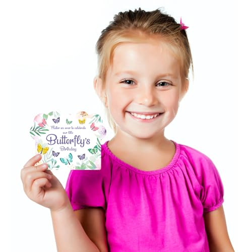 Image of Party Propz Birthday Invitation Cards For Kids - (25 Pcs) Butterfly Theme Invitation Card For Birthday Boy, Girl (Cardstock), Butterfly Invitation Cards For Kids Party Unicorn, Birthday Return Gifts
